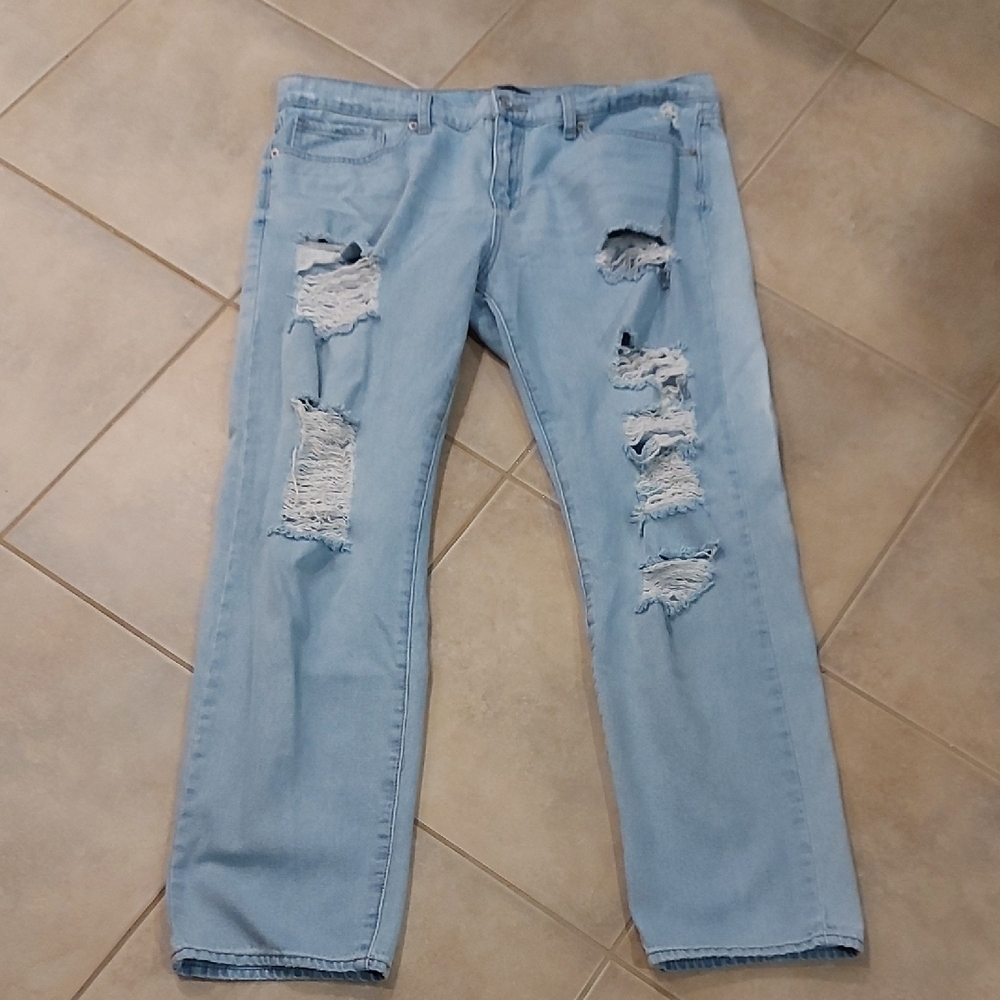 Just USA Women's Light Blue Distressed Boyfriend Jeans